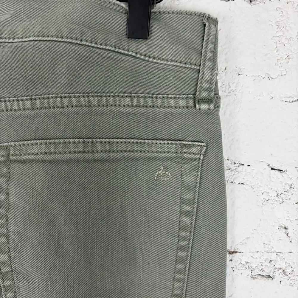 Rag & Bone Fit 2 Aero Stretch Slim Fit Jeans Dark Mint Sage Green Grey 31W
